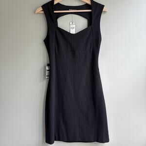 EXPRESS Bodycon Little Black Mini Dress Size 2 Cutout Back Gothic Party LBD